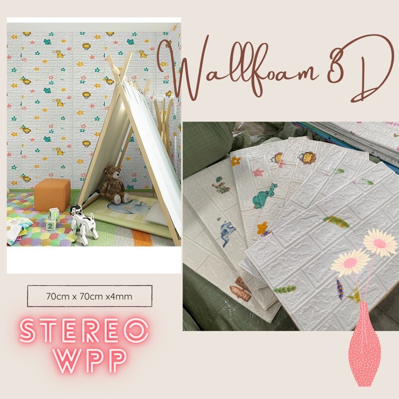 Wallfoam 3D bata motif ukuran 70cm x77cm x3mm
