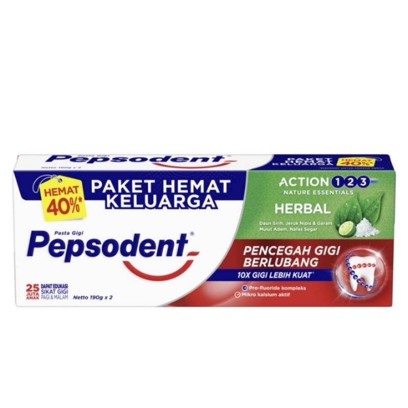 PEPSODENT Pasta Gigi Action 123 Herbal 190*2