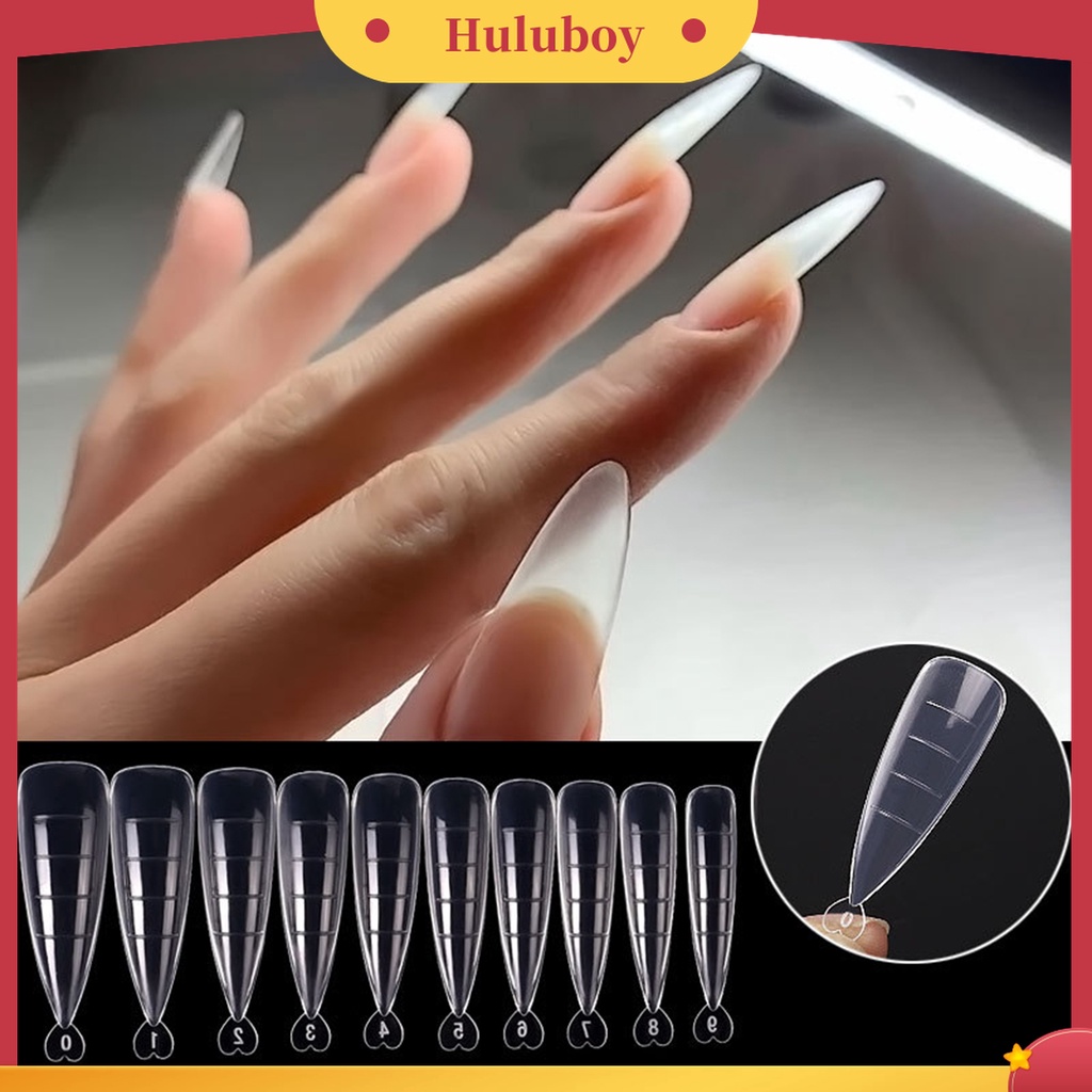 Huluboy Huluboy♡ 100pcs / Set Kuku Palsu Extension Full Coverage Permukaan Halus Untuk Kecantikan