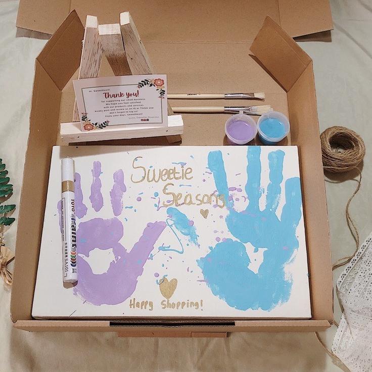 

Baru - TERMASUK EASEL DIY Handprint Painting Kit by Sweetie Seasons Canvas Lukis Set | Easel Lukisan