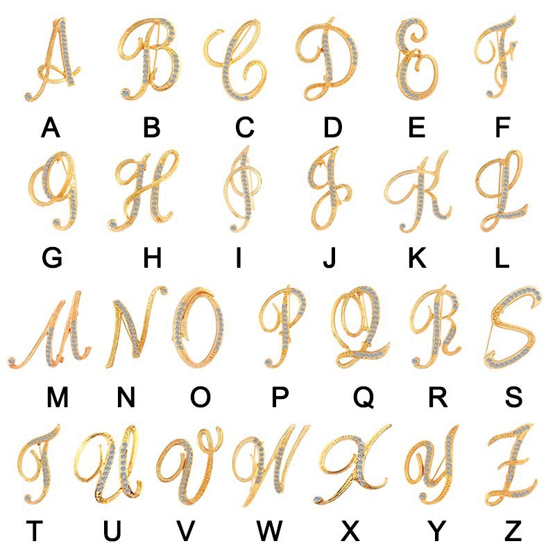 Grosir - (A-M) F536 Pin Tusuk Huruf / Brooch Alphabet / Bros Pin Huruf Inggris / Aksesoris Couple