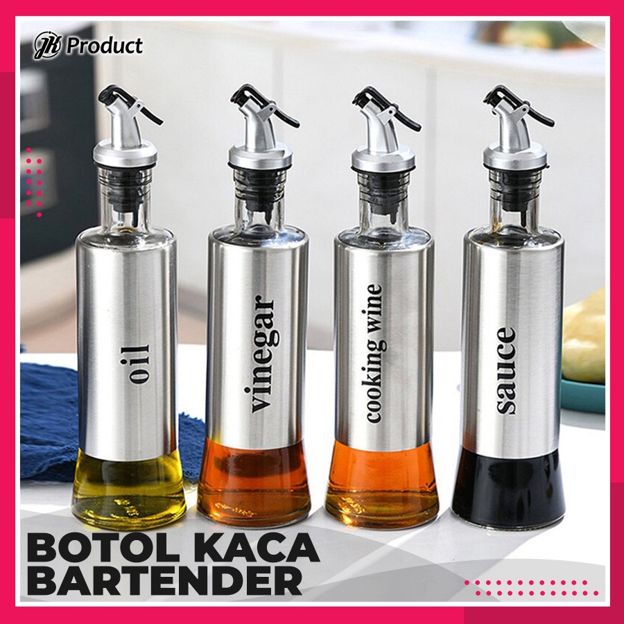 Botol Kaca Tuang Sirup Bartender Botol Minyak Goreng 300 ml Isi Ulang Praktis Serbaguna