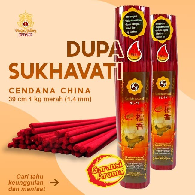 Dupa hio wangi harum cendana alami sukhavati 1kg merah 39cm