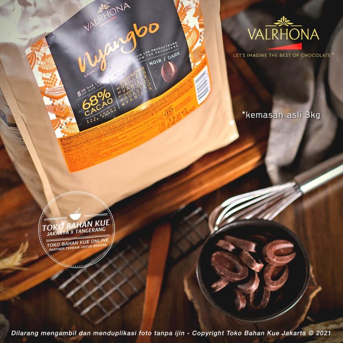 

Valrhona NYANGBO 68 Dark Couverture Chocolate 500gr Cokelat Coklat