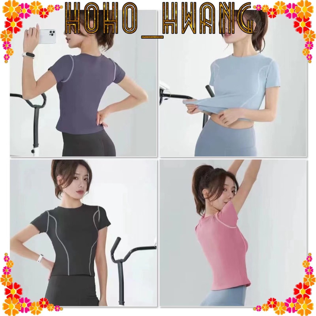 HOHO_HWANG (S-303) Kaos Sport Wanita/ Baju Olahraga/ Baju Senam Gym Yoga Wanita