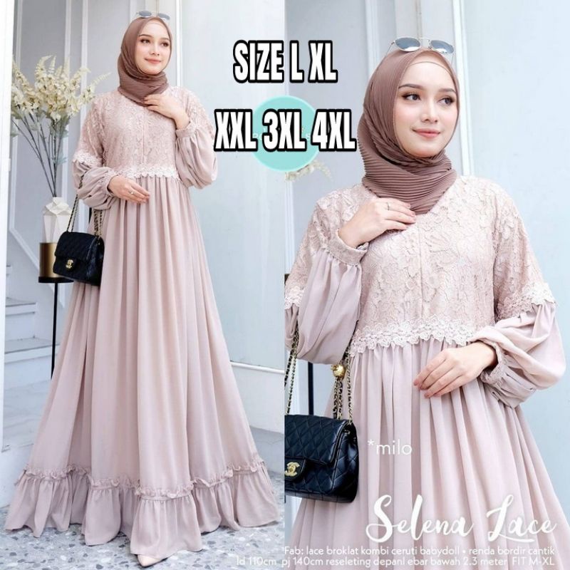 selena maxy jumbo bahan ladyzara mix brukat aplikasi renda