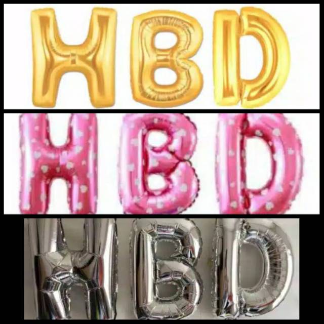 Balon Foil HBD Warna Gold Pink Silver Ukuran 40 cm 3 Hururf