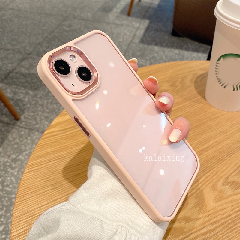 Hard Case Transparan Dengan Frame Metal &amp; Tombol Untuk iPhone 13 Pro Max 12 12Pro 11 ProMax Xs Max