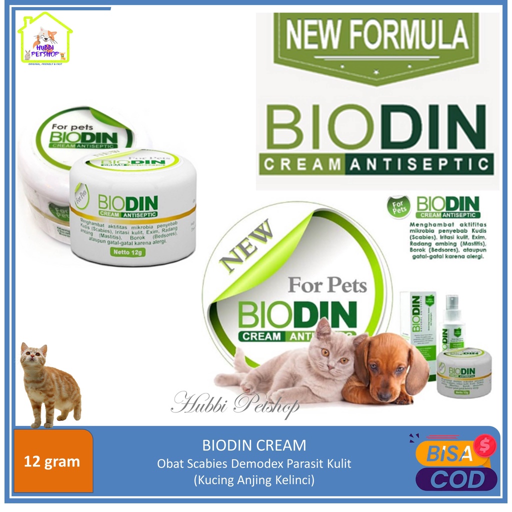 BIODIN CREAM Salep Obat Jamur kucing anjing Kelinci / Obat Anti Jamur Kucing Anjing Ampuh