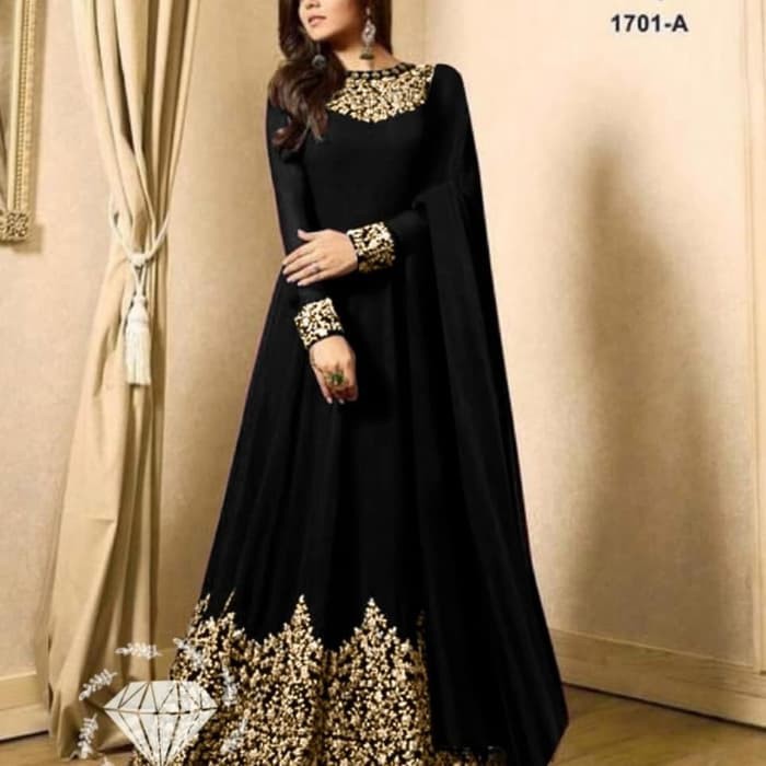 DISKON MAXI DRESS BORDIR GAUN PESTA KONDANGAN / PARTY DRESS MODEL INDIA BLACK MasDonaStore