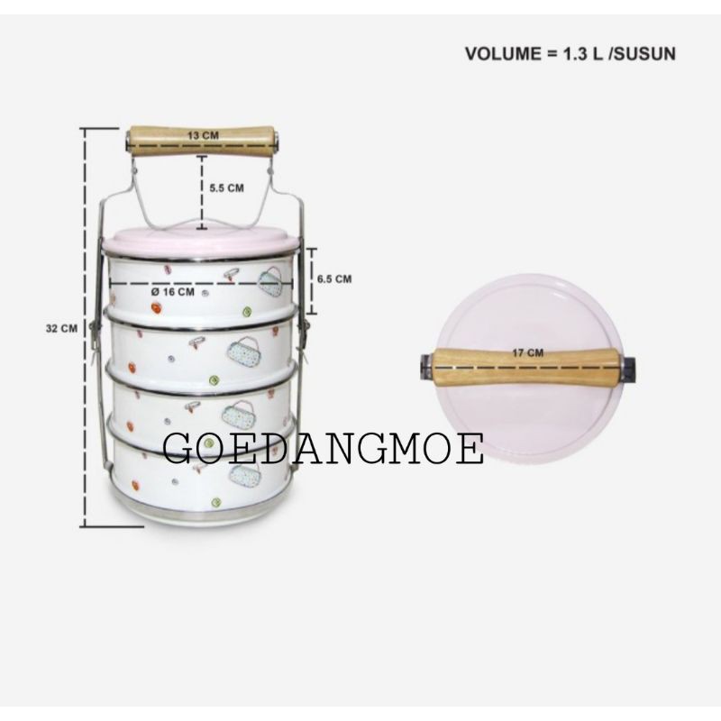 CHEFINA Beauty in the kitchen BITK Rantang 4susun 16cm enamel