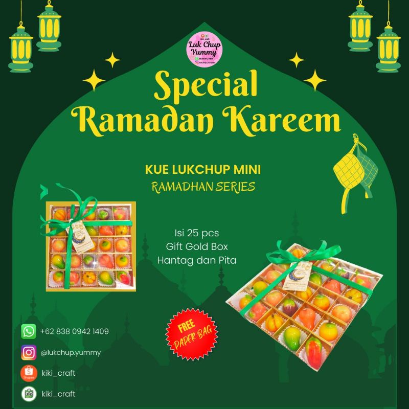 HAMPERS LEBARAN KUE BUAH MINI THAILAND KUE LUKCHUP MINI GIFT LEBARAN PUASA