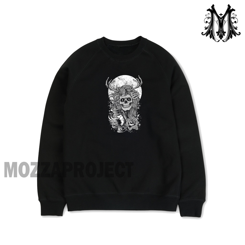 Mozzaproject Crewneck Sweatshirt Pria Dan Wanita Moonskull