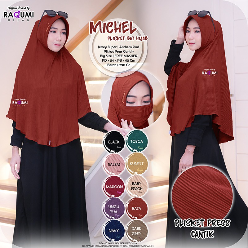 Hijab Instan Jersey Plisket Michel Original by Raqumi Hijab