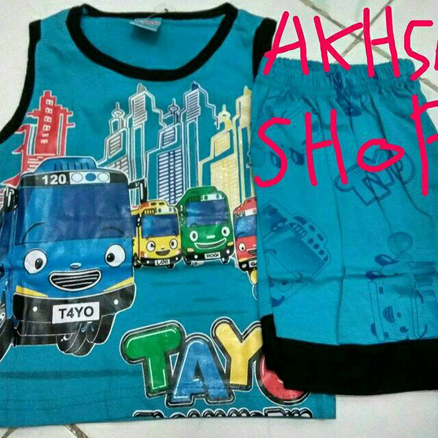 Baju tayo/baju anak laki/baju karakter tayo/setelan anak/tayo singlet