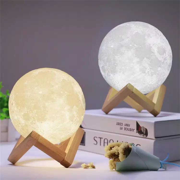 Lampu Tidur 3D Bulan Warna Dekorasi Hiasan Rumah / Lampu Bola Moon light Pajangan Rumah Dan cafe