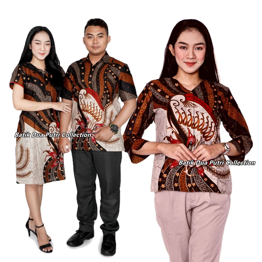 Couple Batik Dress Batik Wanita Kemeja Batik Pria Lengan Pendek Size Lengkap Bahan Katun Tidak Melar Batik Dua Putri Collection