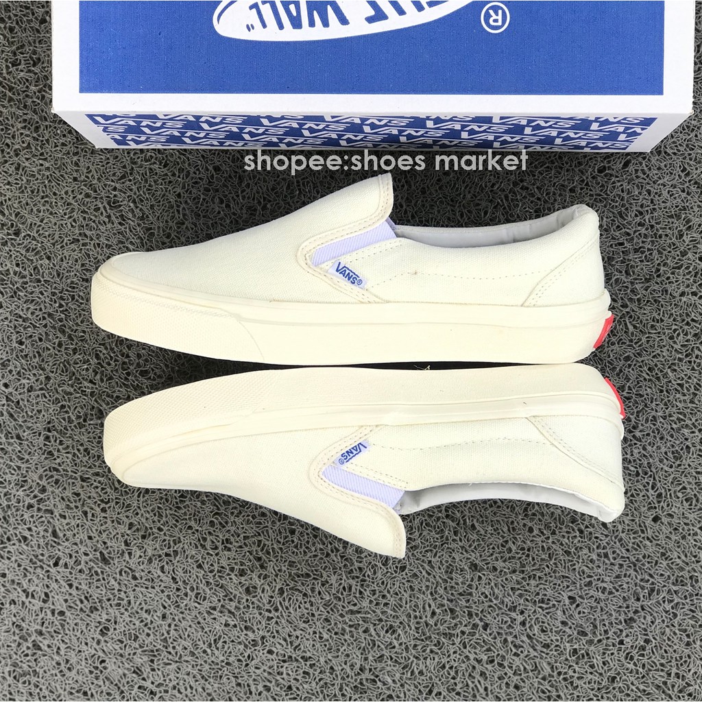Vans Slip On Og Off White Full Cream Box Biru