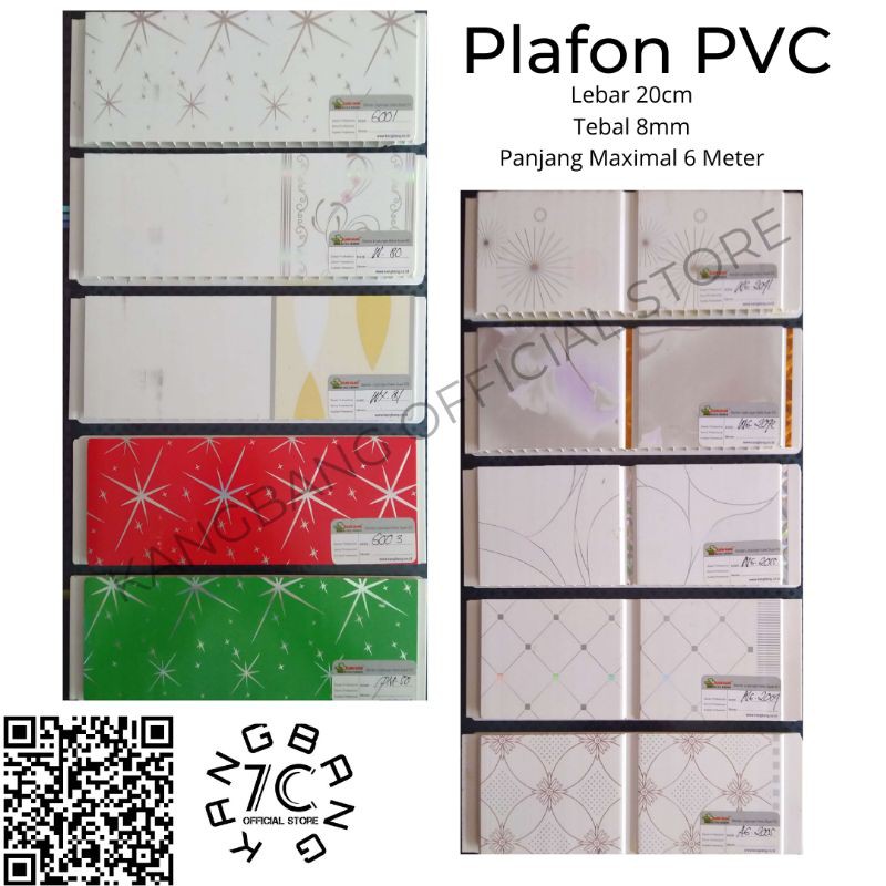 Plafon PVC Lebar 20cm Tebal 8mm Motif Merah Hijau Bintang Nat