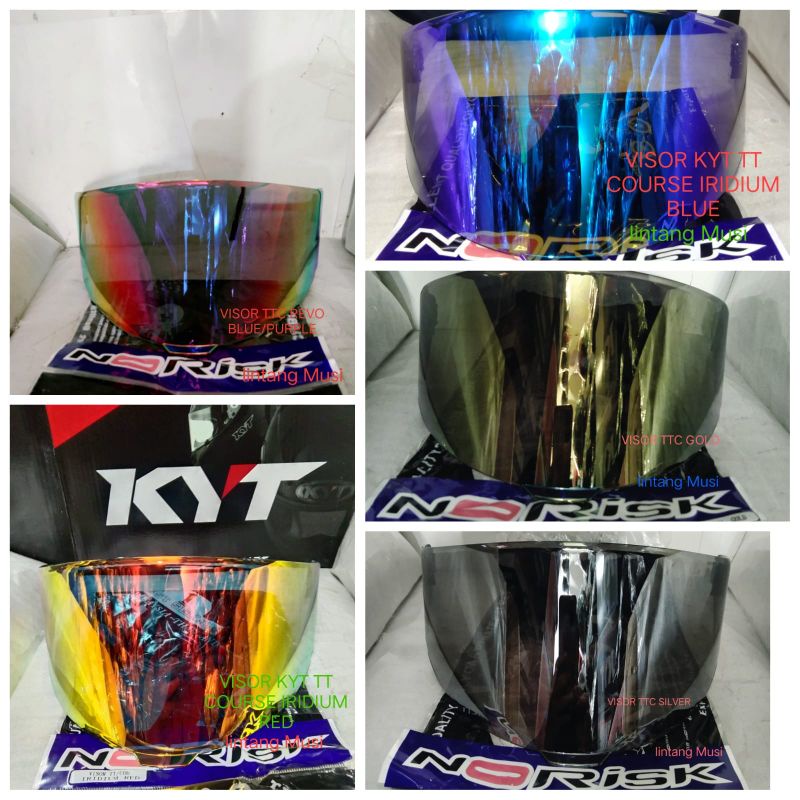 VISOR KYT TTC IRIDIUM BLUE,,RED,,SILVER,,GOLD,, PURPLE  NORISK PRODUK IMPOR
