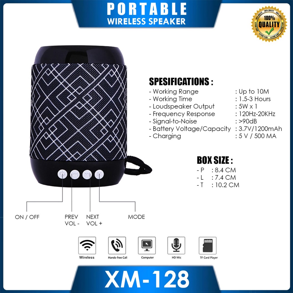 ERRLY XM-128 Portable Bluetooth Speaker Wireless + Phone Stand HP XM128 ( 2 in 1 )