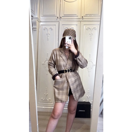 long blazer kotak premium- blazer wanita tebal