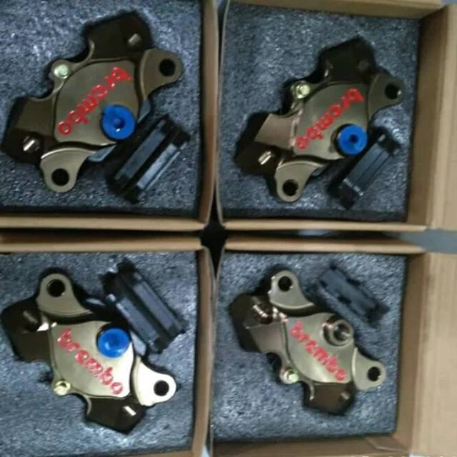 Paket Kaliper rem brembo 2piston full cnc+selang crg serat  +braket kaliper motor matic