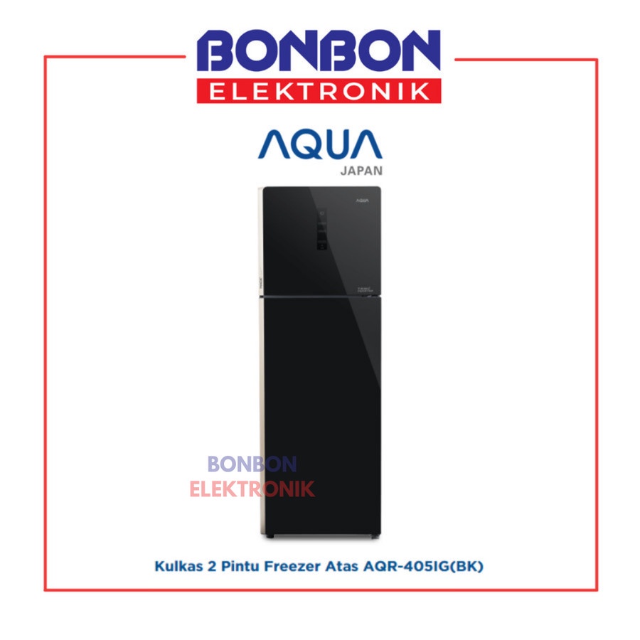 AQUA Kulkas 2 Pintu AQR 405IG(BK) 312L Glass Door Inverter