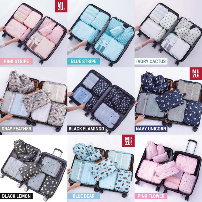 SECRET POUCH Travel Packing Cubes 8in1 Bag Organizer Tas Koper MOTIF