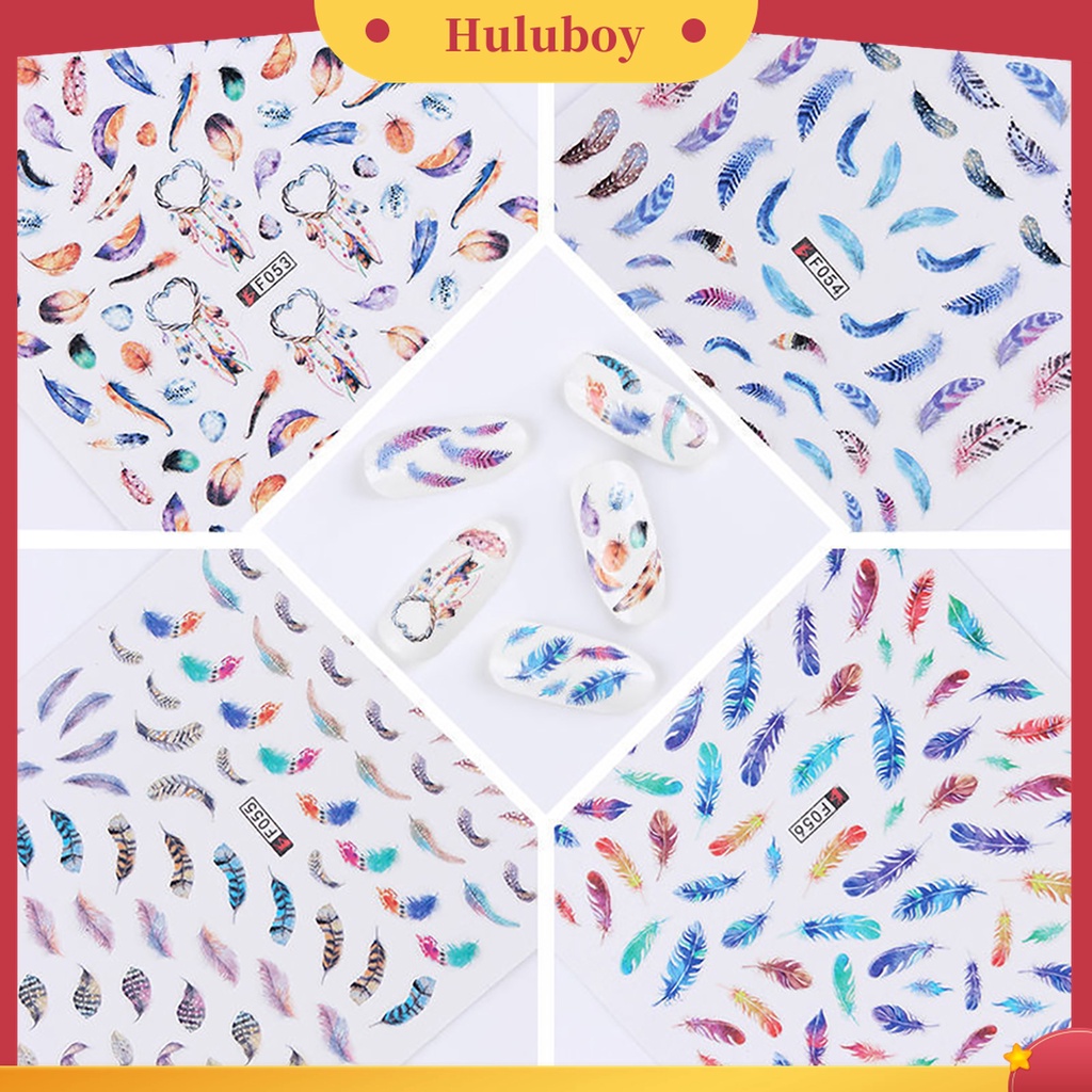 Huluboy Huluboy♡ Stiker Kertas Motif Bulu Dream Catcher Untuk Dekorasi Nail Art