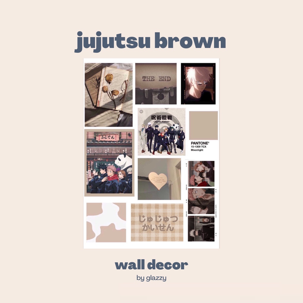 wall decor anime tokyo revengers - haikyuu - jujutsu kaisen - attack on titan  ( poster hiasan dinding mood board ) jjk-jujutsu brown