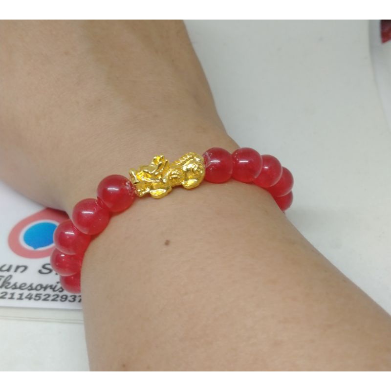 Gelang Batu Giok Merah Pixiu