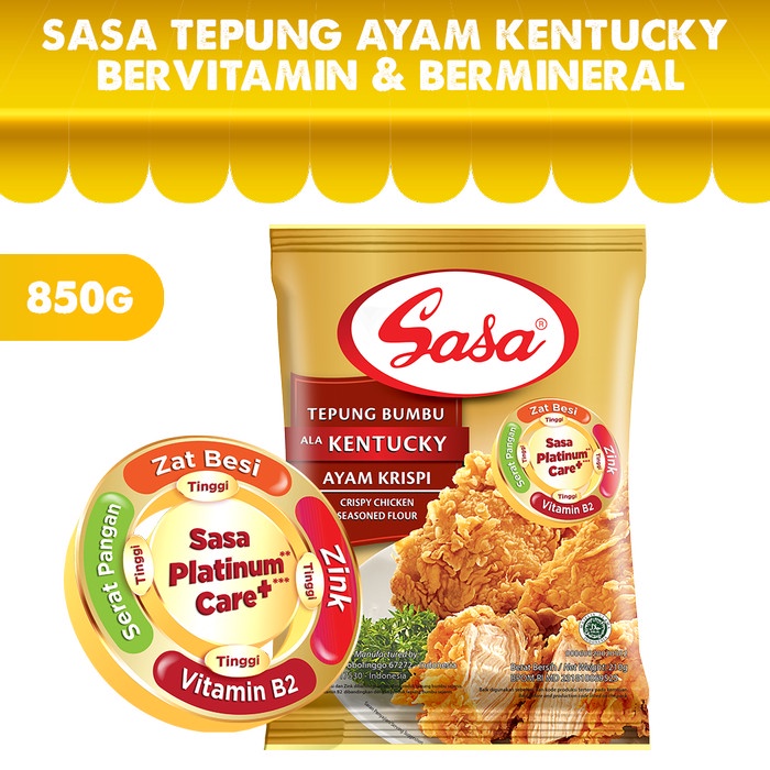 

pakai-siap-tepung-bumbu-tepung- sasa tepung ayam kentucky bervitamin & bermineral 850gr -tepung-