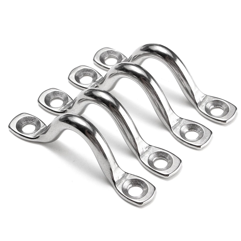 QUINTON Durable Saddle Clip Stainless Steel Staple Ring Hook Wire Eye Straps Boat Yacht Ship Marine Plate 4Pcs Water Sports Racing Boats Steel 315 Handle Doorknob