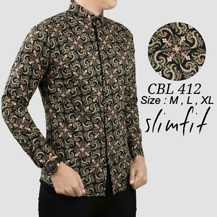 KEMEJA PRIA BATIK SLIM FIT MEWAH CBL 412