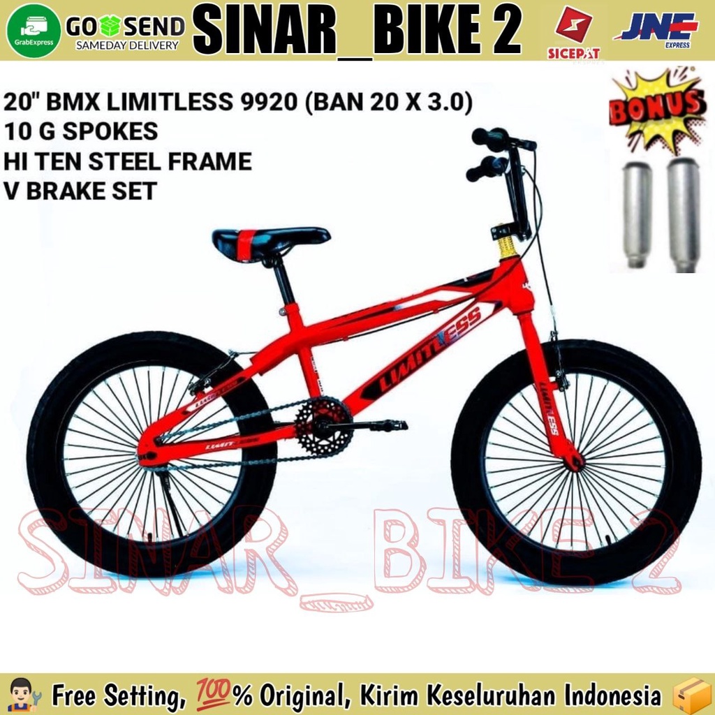 Sepeda Anak Laki 20 Inch BMX LIMITLESS 9920 Ban Jumbo Bonus Jalu