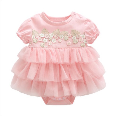 AB02- Baju Jumper bayi / pakaian romper anak perempuan  rok tutu motif daun dan bunga