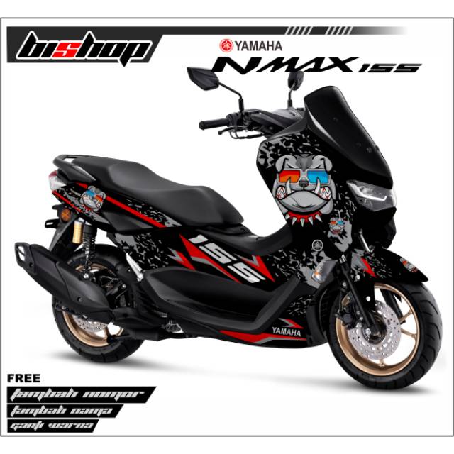 Sticker decal full body Yamaha nmax new DOG hitam Lis merah