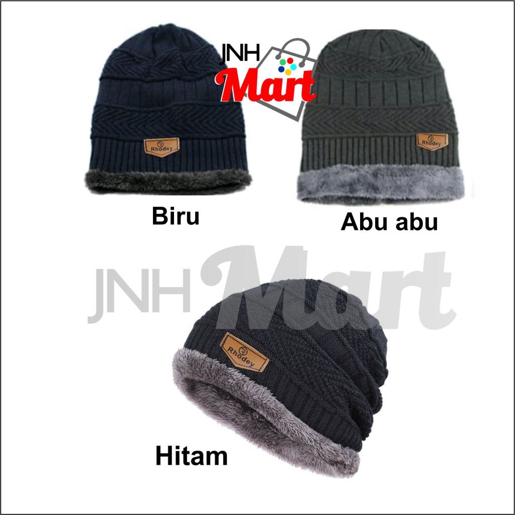 Topi Kupluk Wool Winter Dewasa Pria Wanita Rajut Bulu Wol Tebal Hangat Outdoor