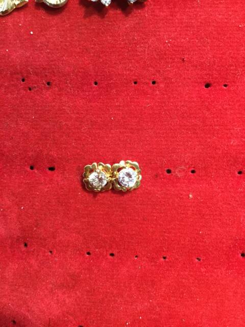 Anting duduk paku cucuk stud anak dan dewasa emas asli kadar 700 70% 22 1.1 - 1.3 satu g gr gram love kupu salib