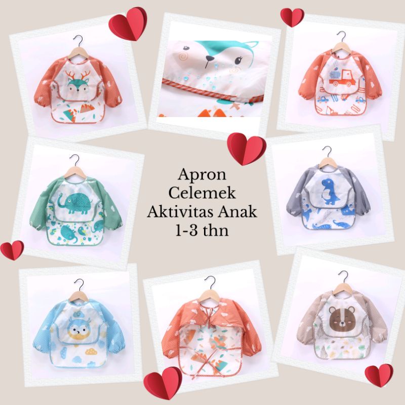 2in1 Premium APRON CELEMEK Bayi Anti Air Lengan Panjang