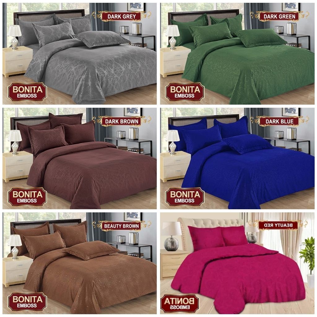 RC Bedcover Bonita Set Polos Emboss King Size 180x200 cm Bedcover Flat