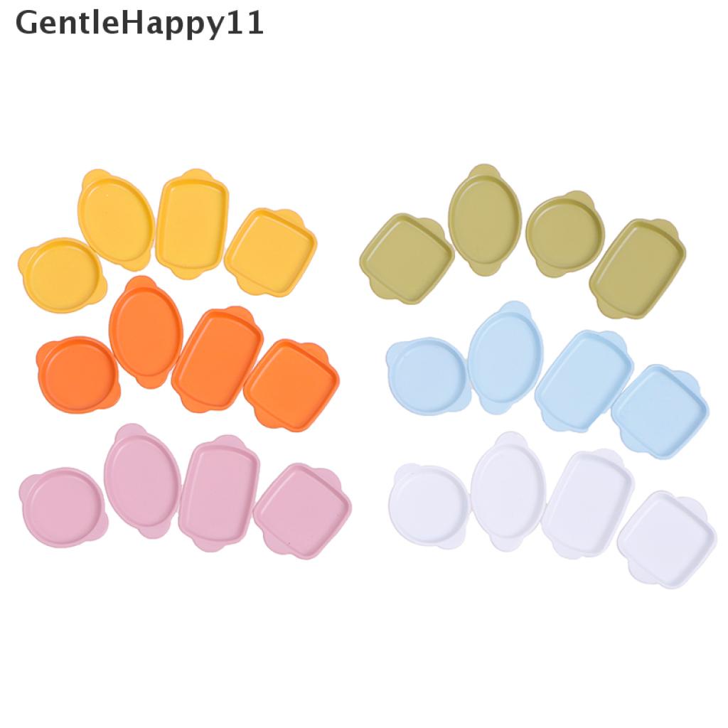 Gentlehappy 4pcs / set Mainan Miniatur Piring Nampan Binaural Skala 1: 12 Untuk Aksesoris Dapur Rumah Boneka