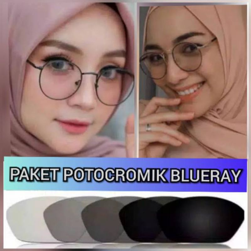 kacamata lensa bluecromic atau photocromic blueray bisa normal minus plus cilinder tergantung permintaan sampai minus 5 cyl 2 harga sama tulis saja pesanan kaka di catatan saat order free box lap cairan pembersih kode 9765 size 46-22-142