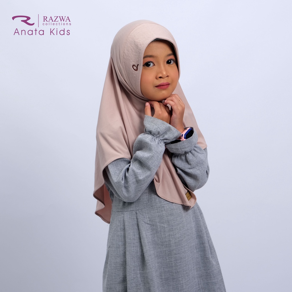 Razwa Anata Kids - Hijab Instan Anak Bahan Jersey Premium Pet Tipis Original High Quality - Beige