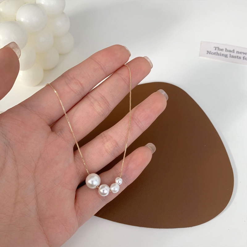 Fancyqube Kalung Choker Rantai Klavikula Hias Liontin Mutiara Untuk Wanita