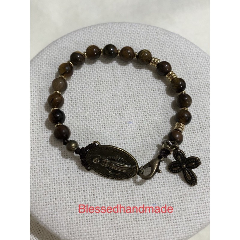 Gelang tali Rosario batu tiger eye