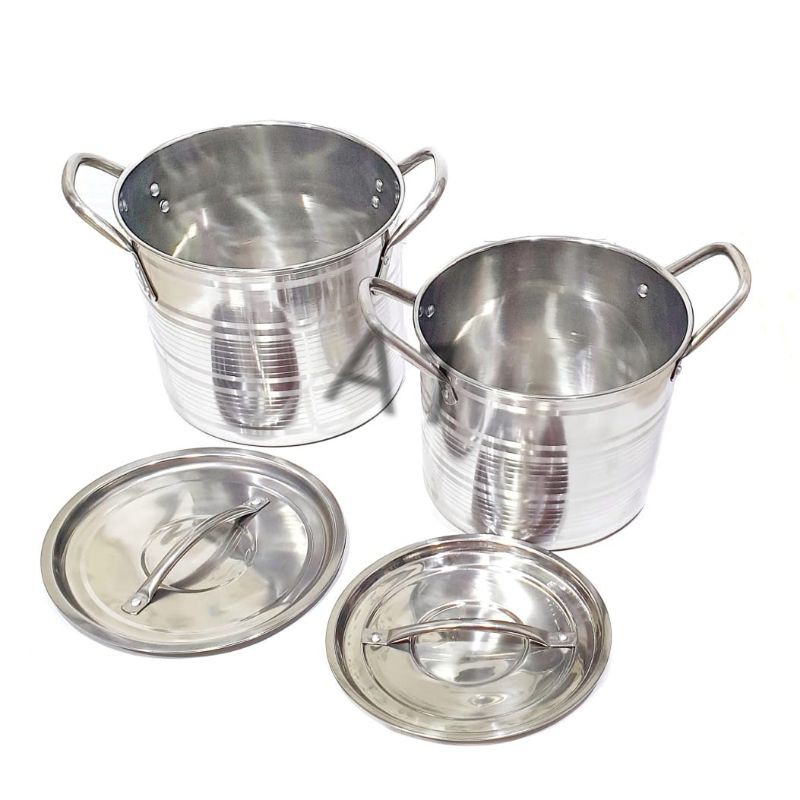 A1 MIni Stcok Pot Panci Set Stainless Steel Golden Hose - 2 Set