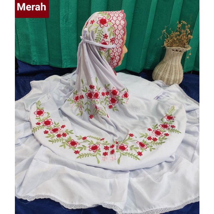 Mukena Kudus Dewasa Model Potongan (Atas Bawah) Polino Motif Bunga Adenium Indah Bahan Adem