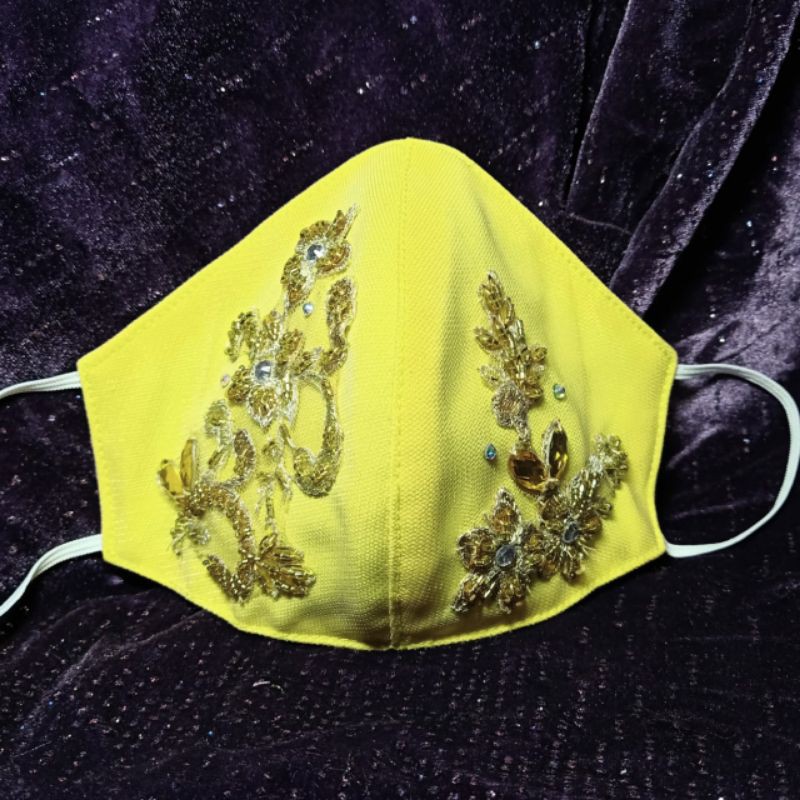 Masker Kain dgn Manik2 - 3ply dengan Filter SpunBond (Earloop/Headloop)